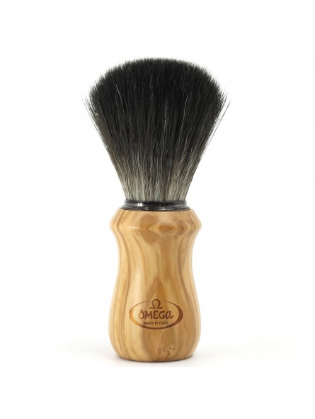 Brocha de Afeitar Fibra "Tejón Negro" Hi Brush Madera Olivo Omega
