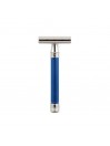 Edwin Jagger Double Edge Stainless Steel Safety Razor Grooved Anodised Blue