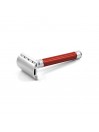 Maquinilla Clásica de Afeitar Acero Inoxidable Grooved Anodised Rojo Edwin Jagger