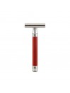 Edwin Jagger Double Edge Stainless Steel Safety Razor Grooved Anodised Red