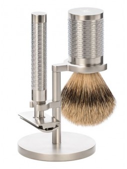 Mühle ROCCA Shaving Set Silvertip Stainless Steel Silver Matt