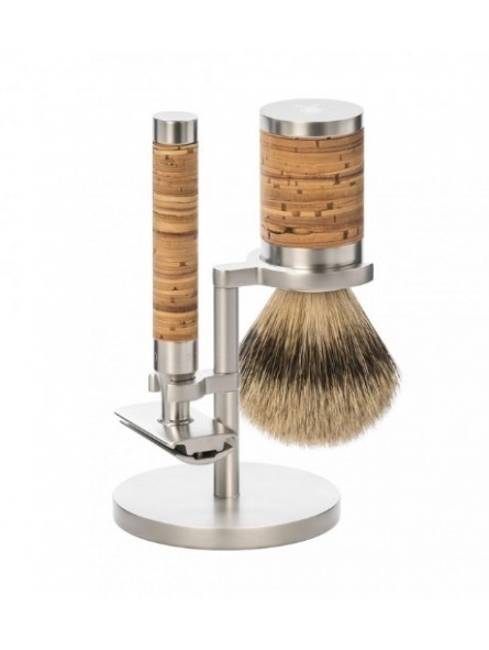 Mühle ROCCA Shaving Set Silvertip Stainless Steel Birch Bark