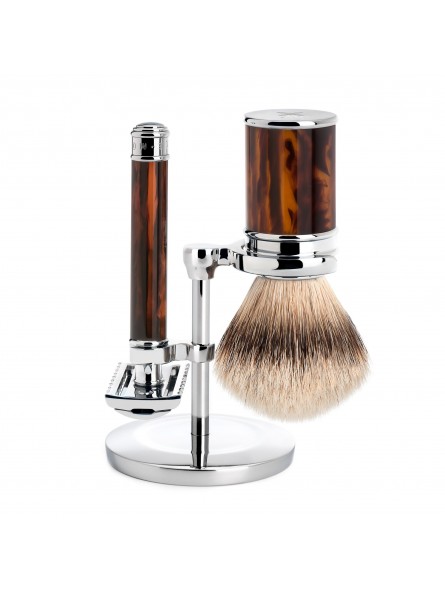 Set Afeitado Mühle Brocha Afeitar Tejón Punta Plata & Maquinilla Tradicional R103