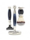 Truefitt & Hill Edwardian Set Blue Syntetic Shaving Brush, Razor Gillette® Fusio