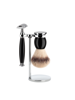 SOPHIST - High-Grade Black Resin, Safety Razor, Fibre Silvertip Badger Shaving S
