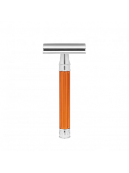 Edwin Jagger Double Edge Stainless Steel Safety Razor Grooved Orange