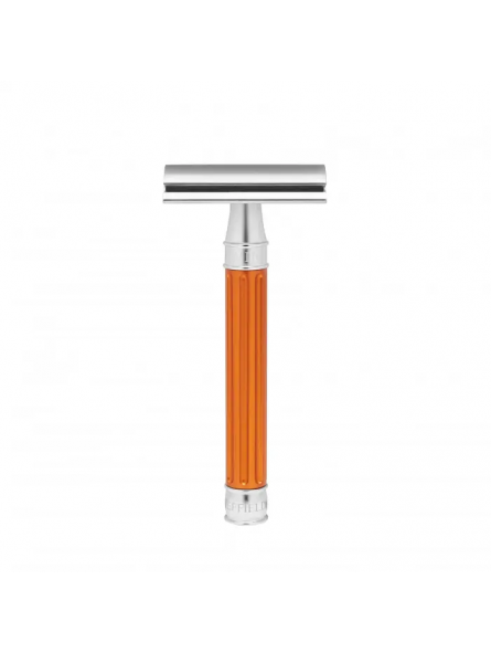 Edwin Jagger Double Edge Stainless Steel Safety Razor Grooved Orange
