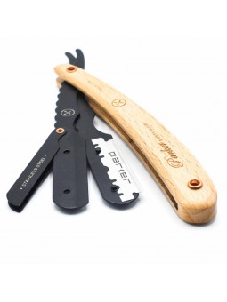 Navaja Barbero Acero Inoxidable Parker SRP Madera