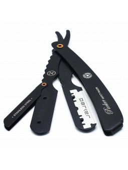 Navaja Barbero Acero Inoxidable Parker SRXBLK Negra