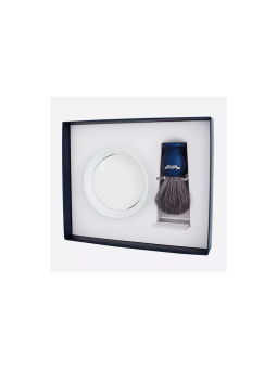 Plisson Blue Set 3 pieces Russian Gray Badger Brush, Porcelain Bowl and Soap