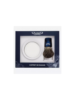 Plisson Blue Set 3 pieces Russian Gray Badger Brush, Porcelain Bowl and Soap