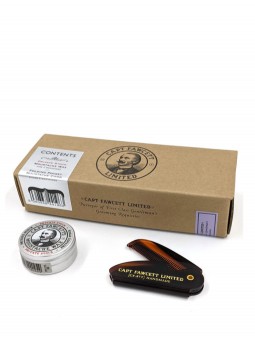 Estuche Cera Bigote Private Stock & Peine Captain Fawcett