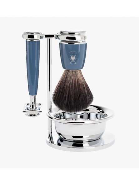 Mühle Shaving Set Badger Shaving Brush, Classic Razor & Petrol Blue Rytmo Bowl.