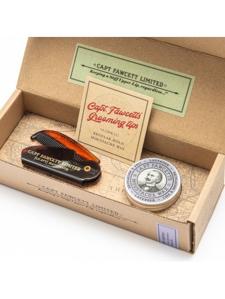 Estuche Bigote Cera Lavanda & Peine Captain Fawcett