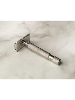 Above The Tie Slant Titanium Safety Razor Open Comb Classic Finish