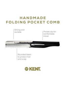 Kent Folding Pocket Comb with Clip 167mm