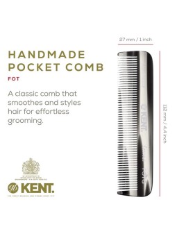 Kent Pocket Grooming Comb. Fine Hair. 112mm