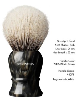 Shavemac Shaving Brush ML3 Silvertip 2-Band 50mm Black/Brown