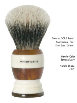 Shavemac Shaving Brush Silvertip D01 2-Band Fan Shape 48mm Americana