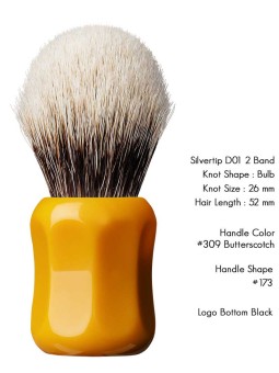 Shavemac Shaving Brush Silvertip D01 2-Band 52mm Butterscotch