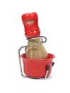 Brocha Afeitar Cerda Mango Rojo & Bol & Stand Omega