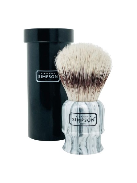 Brocha Afeitar Simpson Highbury Mármol Italiano Gris Sintética