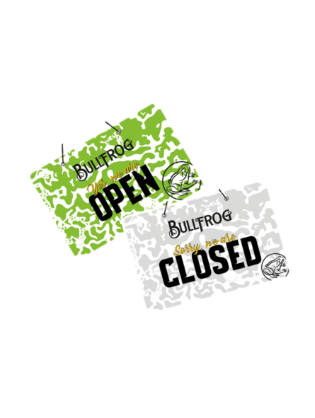 Bullfrog Open Closed Sign