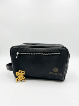 Epsilon Black Toiletry Bag with Two Zippers
