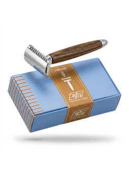 Fatip Zebrano Wood Double Edge Safety Razor Open Comb