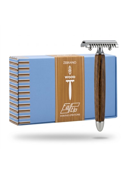 Fatip Zebrano Wood Double Edge Safety Razor Open Comb