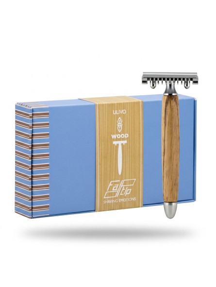 Fatip Olive Wood Double Edge Safety Razor Open Comb