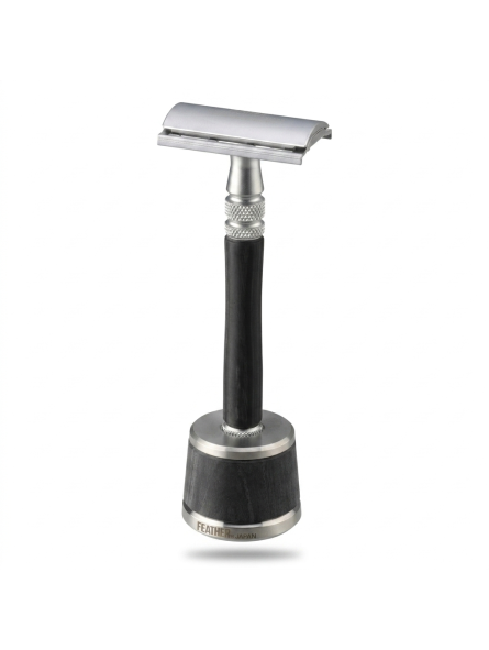 Feather Stainless Safety Razor Wood Handle WS-D2S & Stand