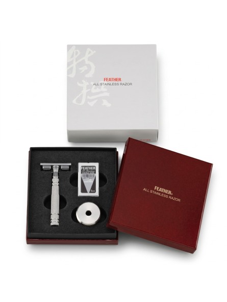 Feather ASD-D2 Stainless Steel Razor. Gift box with stand.