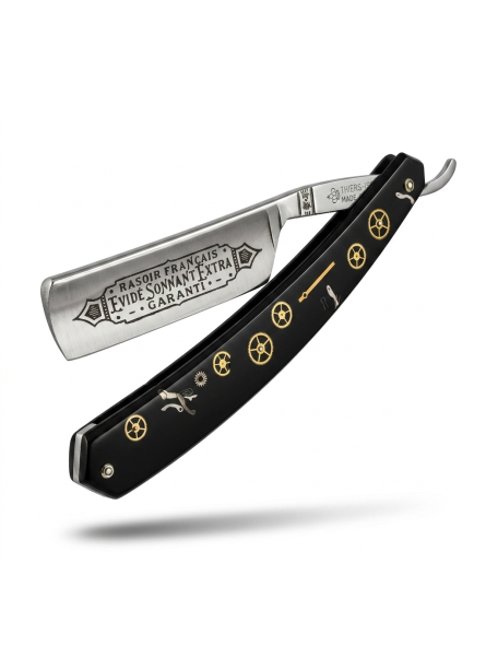 Thiers Issard Straight Razor 6/8 1196 Inlay Sonnat Extra Black Mecanism