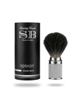 Brocha Afeitar Tejón Negro Epsilon Mango Metálico Plata 50/24mm