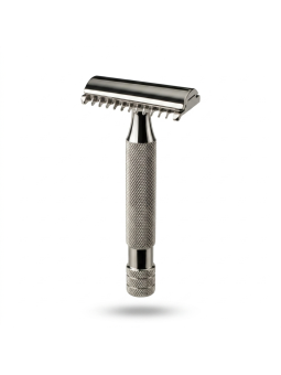 Above The Tie Slant Titanium Safety Razor Open Comb Classic Finish