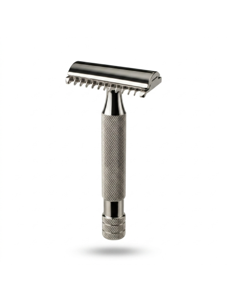 Above The Tie Slant Titanium Safety Razor Open Comb Classic Finish