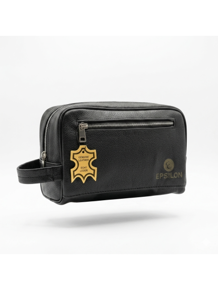 Epsilon Black Toiletry Bag with Two Zippers