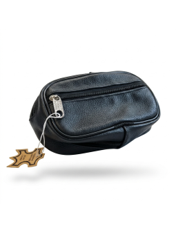 Epsilon Black Leather Men's Mini Wash Bag