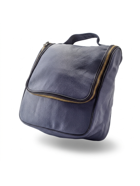 Epsilon Navy Blue Leather Men's Wash Bag
