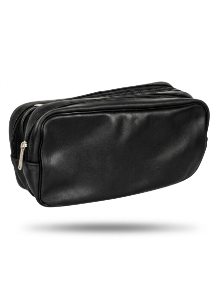 Epsilon Black Leather Men's Wash Bag