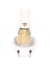 Omega Synthetic Fiber White Handle Shaving Brush & Shaving Bowl & Shaving Brush Stand