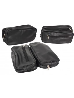 Men Leather Wash Bag Black