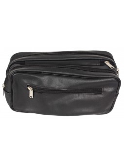 Men Leather Wash Bag Black